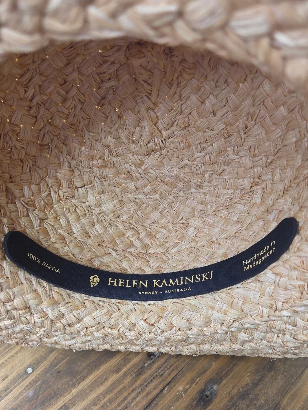 Helen Kaminski. Raffia Sun Hat with Black Band. Excellent Condition. OSFA